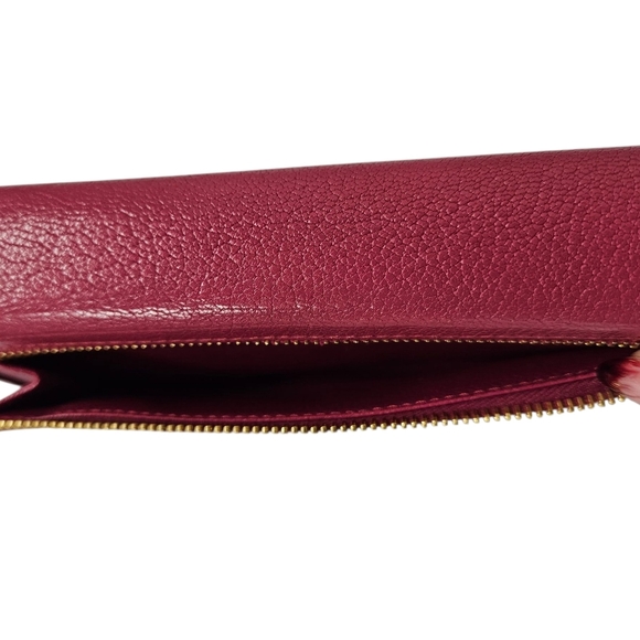 Miu Miu Portafoglio Pattina Flap Wallet In Madras Leather In Peony Pink - Picture 11 of 17